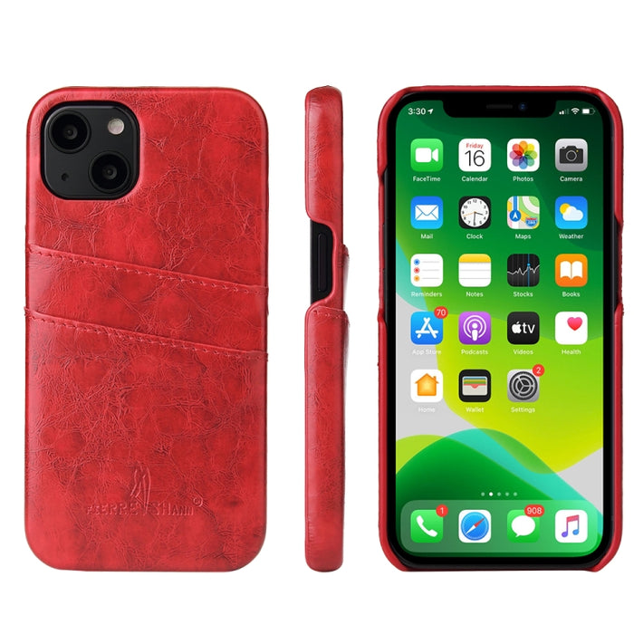 Funda de cuero PU con textura de cera de aceite retro Fierre Shann con ranuras para tarjetas, For iPhone 13, For iPhone 13 Mini, For iPhone 13 Pro, For iPhone 13 Pro Max