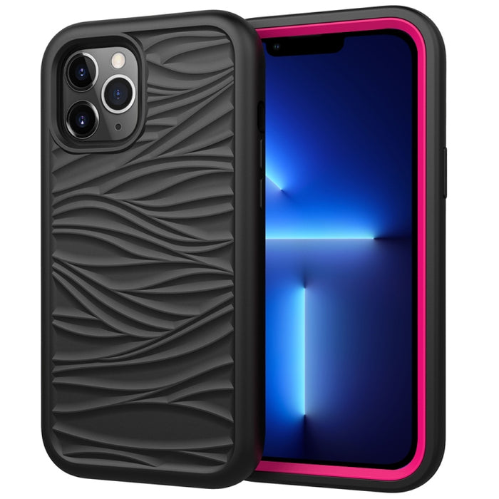Wave Pattern 3 en 1 Funda protectora de silicona + PC a prueba de golpes