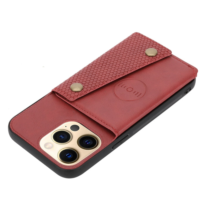 Estuche protector magnético a prueba de golpes con doble hebilla PU + TPU con ranura para tarjeta y soporte