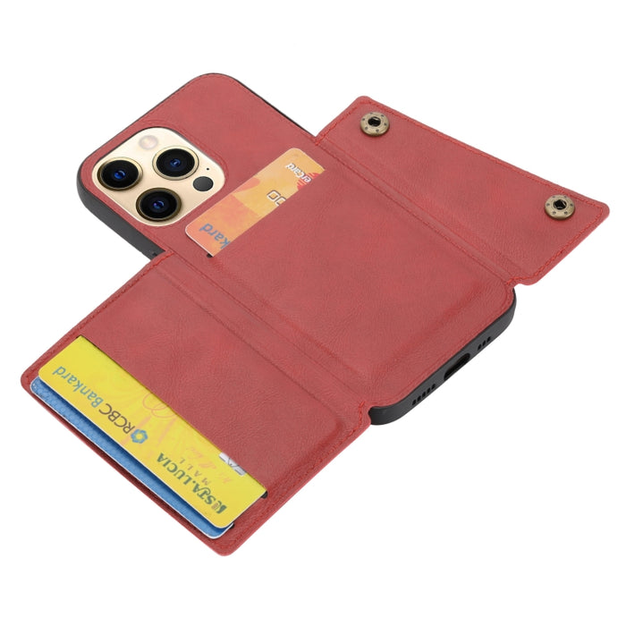 Estuche protector magnético a prueba de golpes con doble hebilla PU + TPU con ranura para tarjeta y soporte