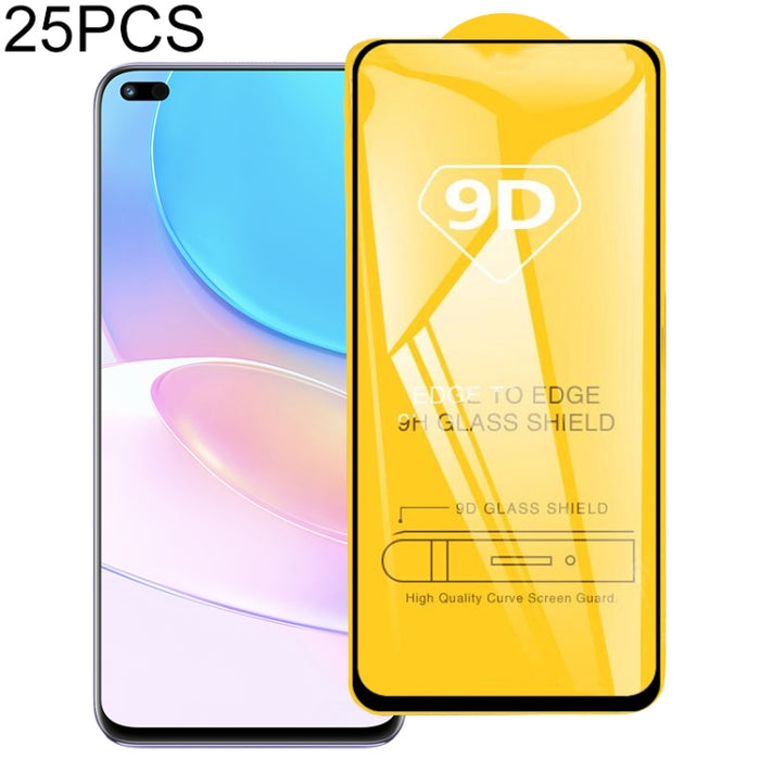 25 PCS 9D Película de vidrio templado de pantalla completa con pegamento completo, For Huawei nova 8i, For Huawei Maimang 10 SE, For Honor X20, For Xiaomi Redmi 10 (25 PCS), For Samsung Galaxy A03s (25 PCS)