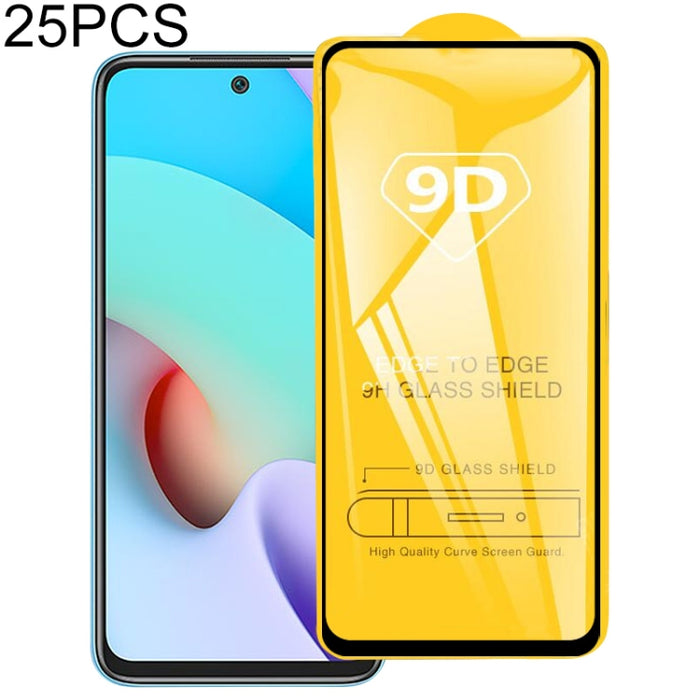 25 PCS 9D Película de vidrio templado de pantalla completa con pegamento completo, For Huawei nova 8i, For Huawei Maimang 10 SE, For Honor X20, For Xiaomi Redmi 10 (25 PCS), For Samsung Galaxy A03s (25 PCS)