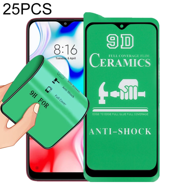 Película de cerámica con pegamento completo de pantalla completa 25 PCS 9D, For Samsung Galaxy A31s (25 PCS), For Xiaomi Redmi 8 (25 PCS), For Samsung Galaxy A52s 5G (25 PCS), For Xiaomi Redmi 9A / 9A Sport / 9C / 9C NFC / Poco C31 / 9 Acitv (25 PCS)  ...