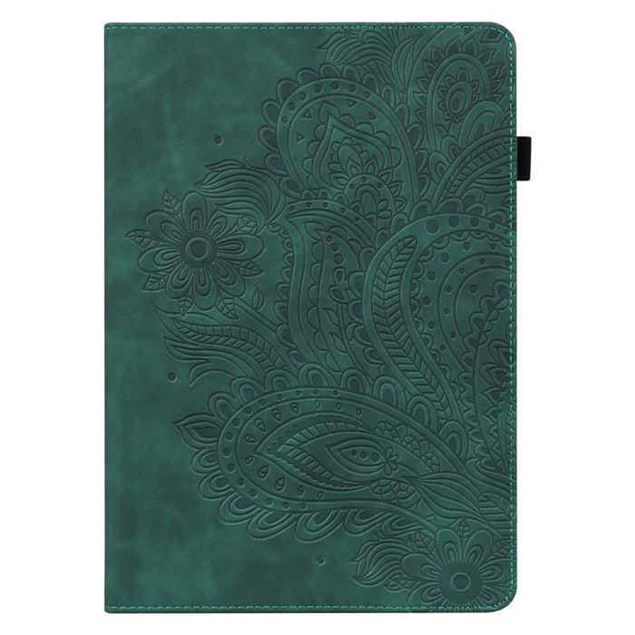Patrón en relieve de pavo real TPU + PU Estuche de cuero con tapa horizontal con soporte y ranuras para tarjetas y billetera y función de reposo / activación, For Xiaomi Pad 5 Pro / Pad 5