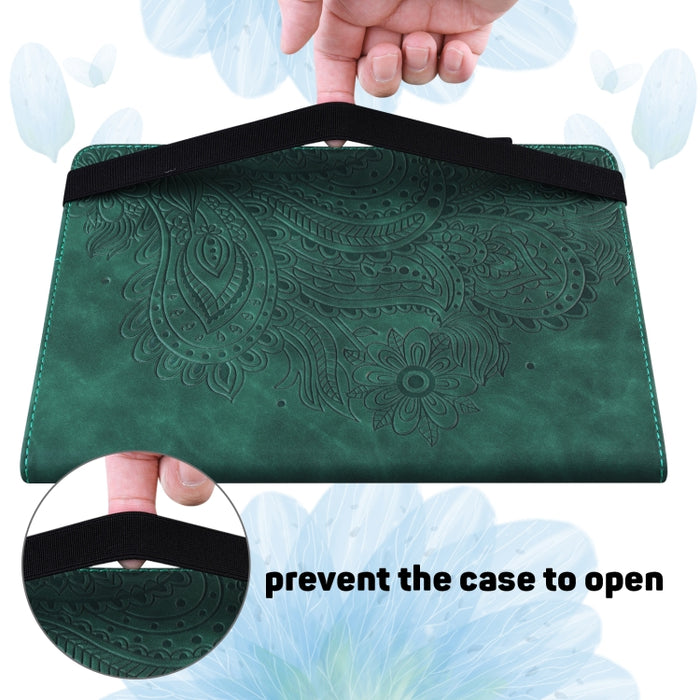 Patrón en relieve de pavo real TPU + PU Estuche de cuero con tapa horizontal con soporte y ranuras para tarjetas y billetera y función de reposo / activación, For Xiaomi Pad 5 Pro / Pad 5