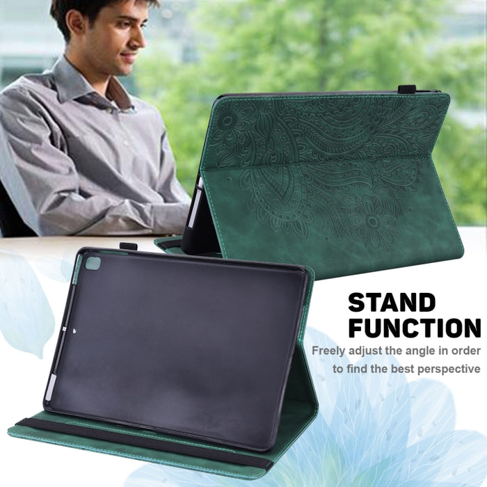 Patrón en relieve de pavo real TPU + PU Estuche de cuero con tapa horizontal con soporte y ranuras para tarjetas y billetera y función de reposo / activación, For Xiaomi Pad 5 Pro / Pad 5