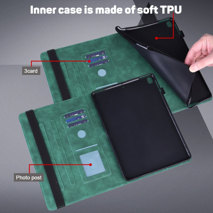Patrón en relieve de pavo real TPU + PU Estuche de cuero con tapa horizontal con soporte y ranuras para tarjetas y billetera y función de reposo / activación, For Xiaomi Pad 5 Pro / Pad 5