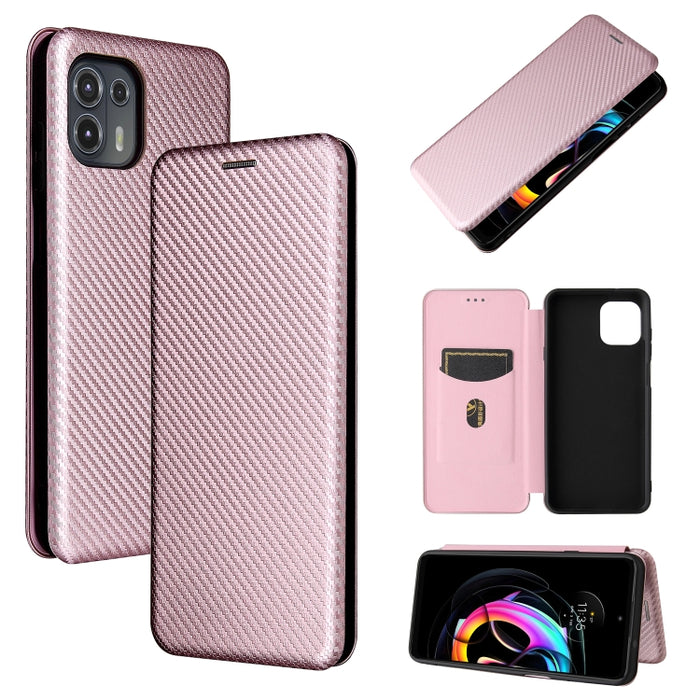 Textura de fibra de carbono Flip horizontal magnético TPU + PC + Funda de cuero PU con ranura para tarjeta, For OPPO Realme GT Master, For OPPO Reno6 Z, For Motorola Edge 20 Lite, For Xiaomi Redmi 10, For Xiaomi Mix 4