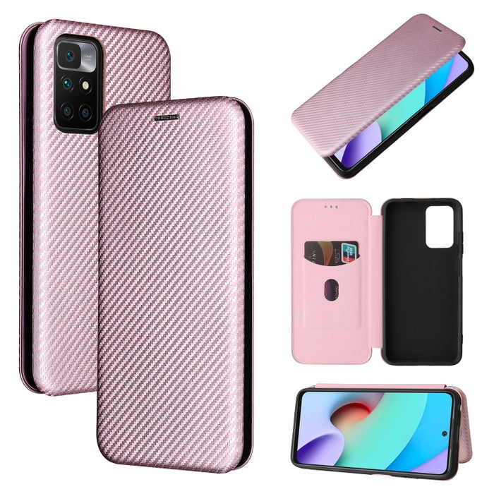 Textura de fibra de carbono Flip horizontal magnético TPU + PC + Funda de cuero PU con ranura para tarjeta, For OPPO Realme GT Master, For OPPO Reno6 Z, For Motorola Edge 20 Lite, For Xiaomi Redmi 10, For Xiaomi Mix 4