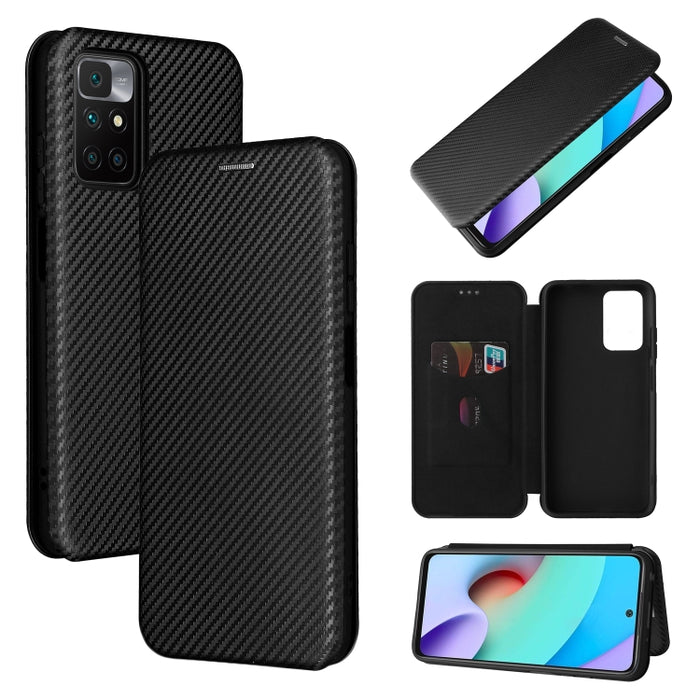Textura de fibra de carbono Flip horizontal magnético TPU + PC + Funda de cuero PU con ranura para tarjeta, For OPPO Realme GT Master, For OPPO Reno6 Z, For Motorola Edge 20 Lite, For Xiaomi Redmi 10, For Xiaomi Mix 4