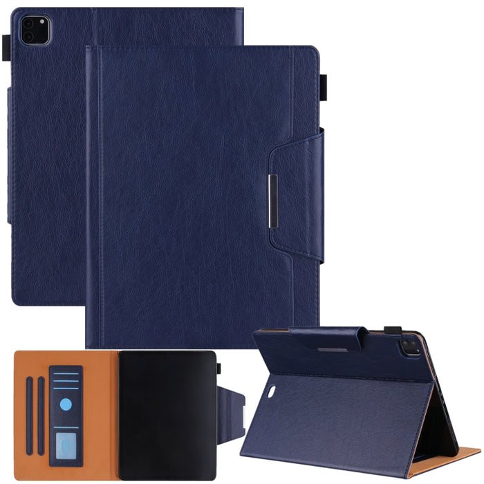 Estuche de cuero con tapa horizontal de color sólido con soporte y ranura para tarjeta y marco de fotos y billetera