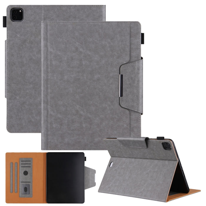 Estuche de cuero con tapa horizontal de color sólido con soporte y ranura para tarjeta y marco de fotos y billetera