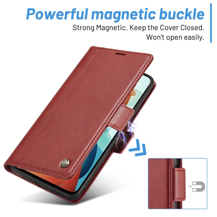 LC.IMEEKE Hebilla magnética PU + TPU Estuche de cuero con tapa horizontal con soporte y ranuras para tarjetas y billetera, For Xiaomi Redmi Note 10 Pro/Note 10 Pro Max