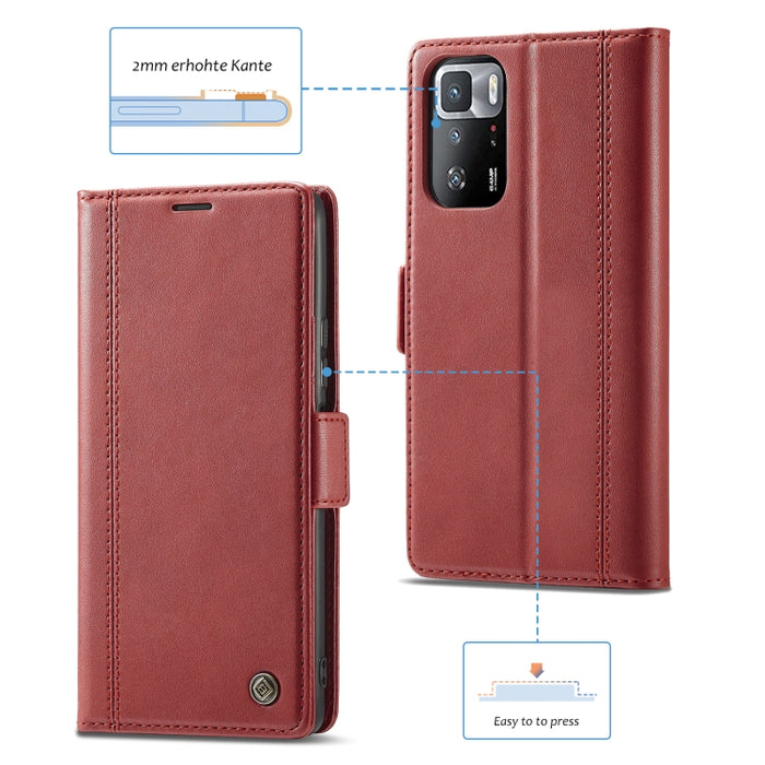 LC.IMEEKE Hebilla magnética PU + TPU Estuche de cuero con tapa horizontal con soporte y ranuras para tarjetas y billetera, For Xiaomi Redmi Note 10 Pro/Note 10 Pro Max