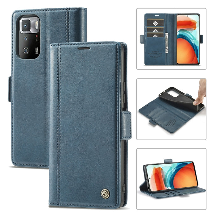 LC.IMEEKE Hebilla magnética PU + TPU Estuche de cuero con tapa horizontal con soporte y ranuras para tarjetas y billetera, For Xiaomi Redmi Note 10 Pro/Note 10 Pro Max
