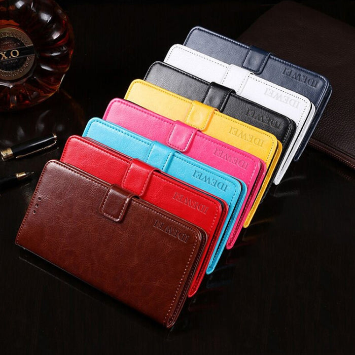 idewei Crazy Horse Texture Horizontal Flip Funda de cuero con soporte y ranuras para tarjetas y billetera