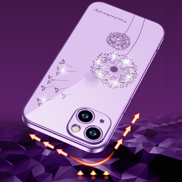 Estuche protector a prueba de golpes de TPU con patrón de diente de león de diamante de galvanoplastia