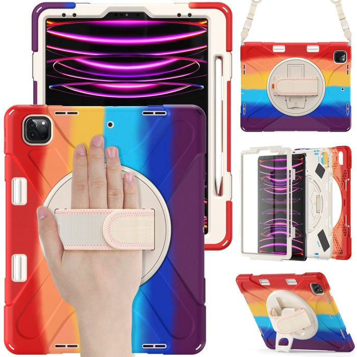 Funda protectora de silicona + PC con soporte y correa para el hombro, For iPad Pro 12.9 2022 / 2021