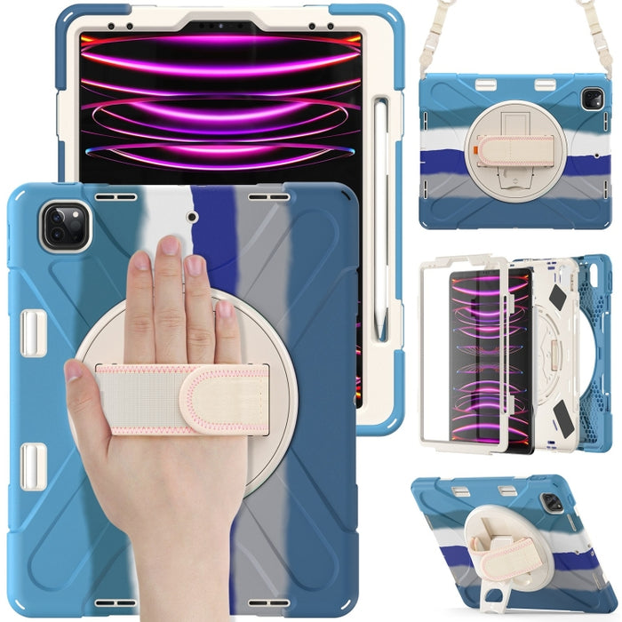 Funda protectora de silicona + PC con soporte y correa para el hombro, For iPad Pro 12.9 2022 / 2021