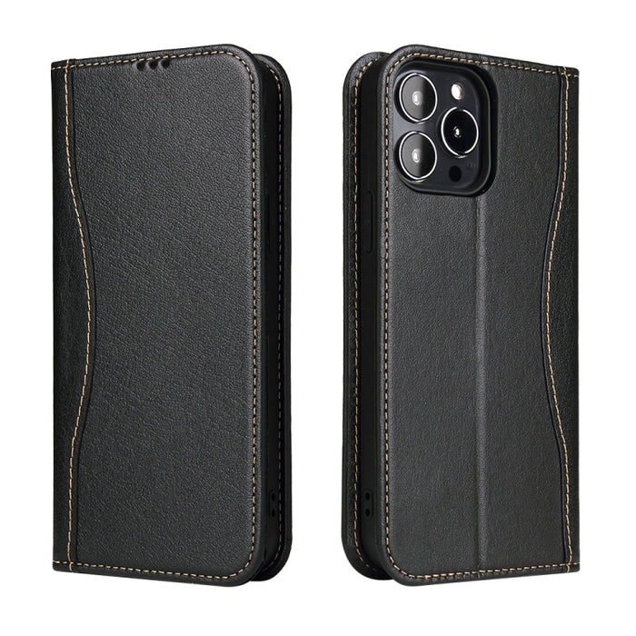 Estuche de cuero con tapa horizontal de cuero genuino con soporte y ranuras para tarjetas y billetera