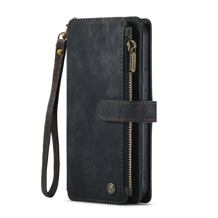 CaseMe-C30 PU + TPU Estuche de cuero con tapa horizontal multifuncional con soporte y ranura para tarjeta y billetera y bolsillo con cremallera, For iPhone 13 Pro Max, For iPhone 13 Pro, For iPhone 13, For iPhone 13 mini