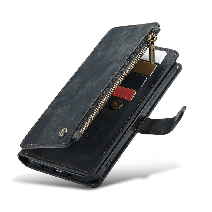 CaseMe-C30 PU + TPU Estuche de cuero con tapa horizontal multifuncional con soporte y ranura para tarjeta y billetera y bolsillo con cremallera, For iPhone 13 Pro Max, For iPhone 13 Pro, For iPhone 13, For iPhone 13 mini