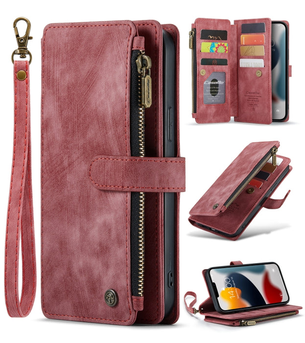 CaseMe-C30 PU + TPU Estuche de cuero con tapa horizontal multifuncional con soporte y ranura para tarjeta y billetera y bolsillo con cremallera, For iPhone 13 Pro Max, For iPhone 13 Pro, For iPhone 13, For iPhone 13 mini