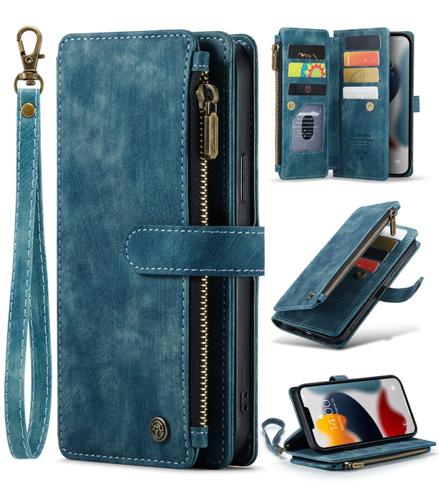 CaseMe-C30 PU + TPU Estuche de cuero con tapa horizontal multifuncional con soporte y ranura para tarjeta y billetera y bolsillo con cremallera, For iPhone 13 Pro Max, For iPhone 13 Pro, For iPhone 13, For iPhone 13 mini
