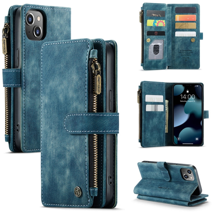 CaseMe-C30 PU + TPU Estuche de cuero con tapa horizontal multifuncional con soporte y ranura para tarjeta y billetera y bolsillo con cremallera, For iPhone 13 Pro Max, For iPhone 13 Pro, For iPhone 13, For iPhone 13 mini