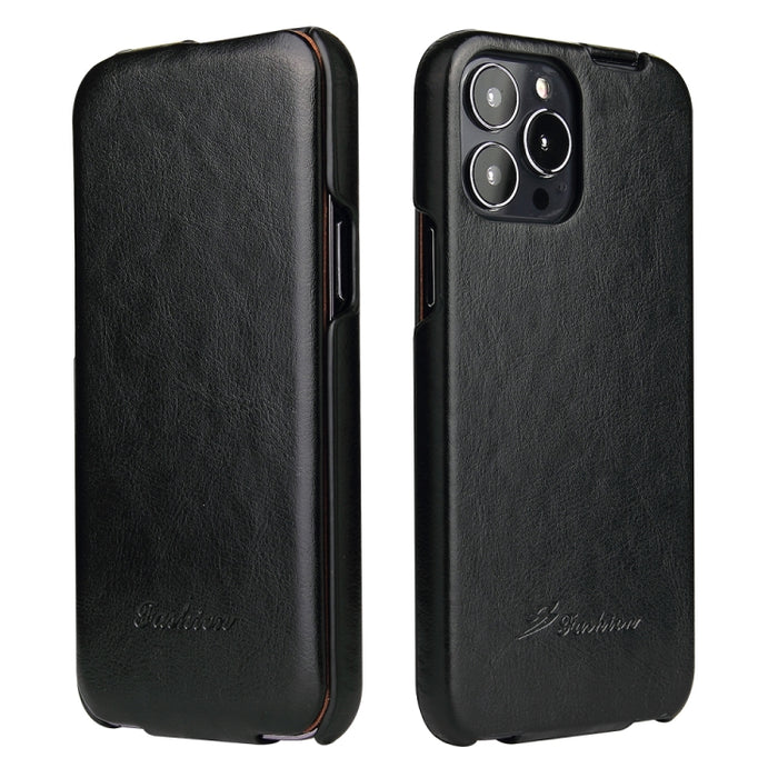 Funda de cuero PU con tapa vertical y textura de cera de aceite retro Fierre Shann
