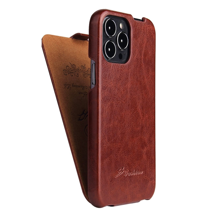 Funda de cuero PU con tapa vertical y textura de cera de aceite retro Fierre Shann