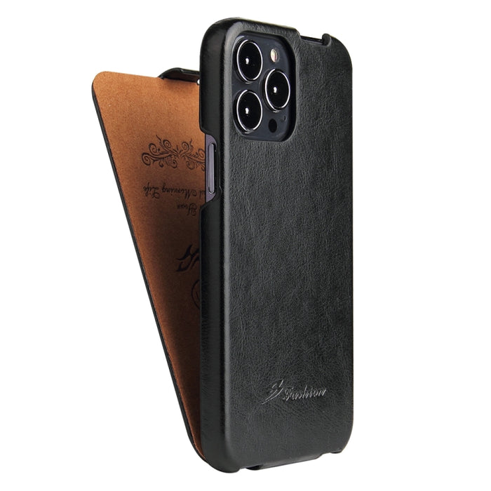 Funda de cuero PU con tapa vertical y textura de cera de aceite retro Fierre Shann