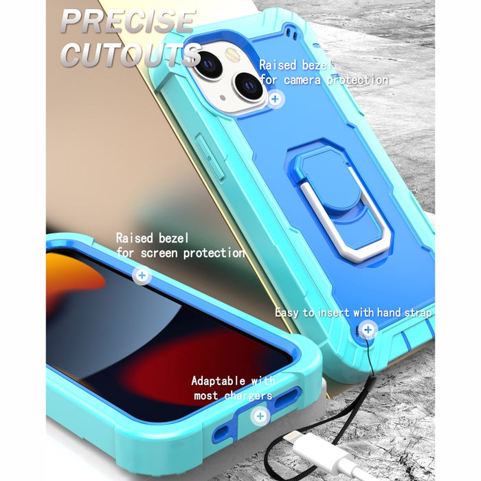 Funda protectora a prueba de golpes de PC + goma de 3 capas con soporte giratorio