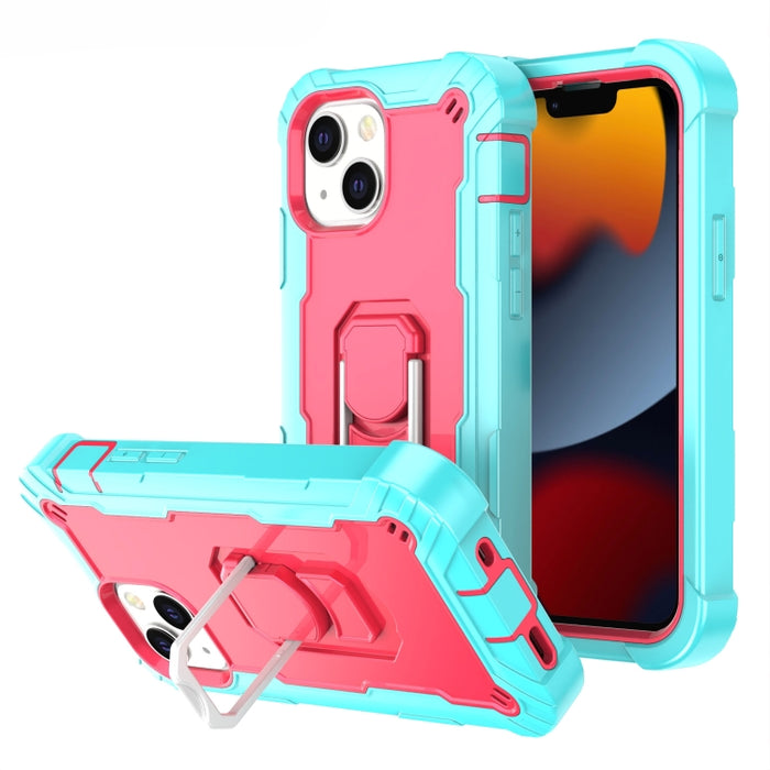 Funda protectora a prueba de golpes de PC + goma de 3 capas con soporte giratorio