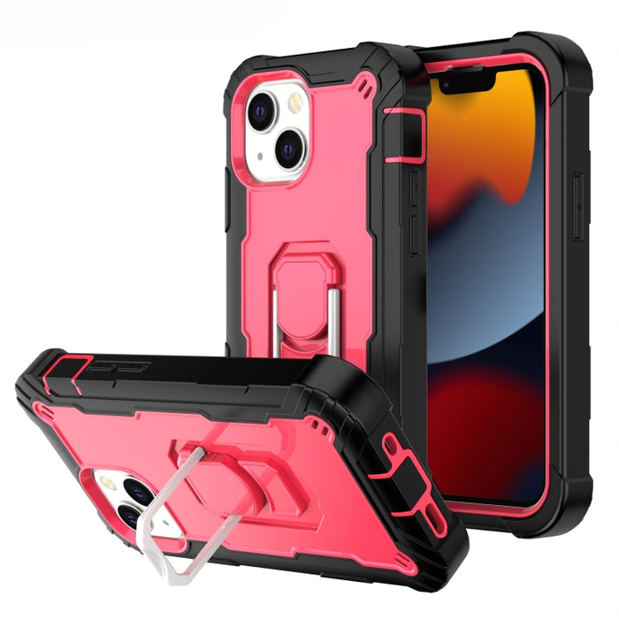 Funda protectora a prueba de golpes de PC + goma de 3 capas con soporte giratorio