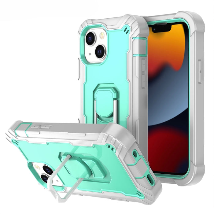 Funda protectora a prueba de golpes de PC + goma de 3 capas con soporte giratorio