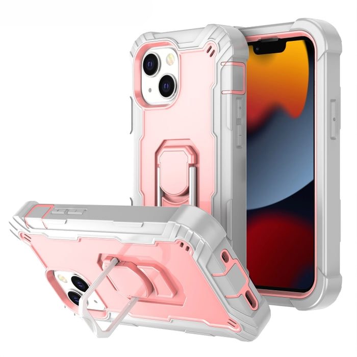 Funda protectora a prueba de golpes de PC + goma de 3 capas con soporte giratorio