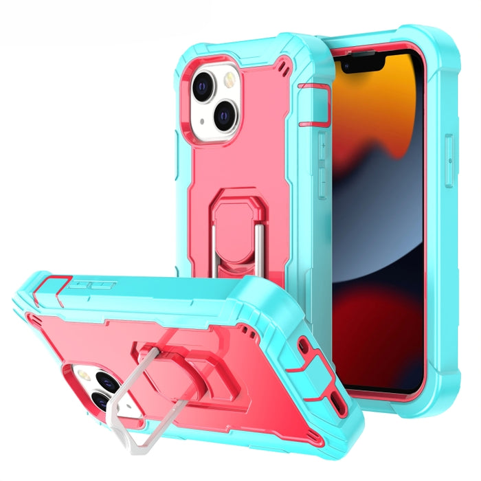 Funda protectora a prueba de golpes de PC + goma de 3 capas con soporte giratorio