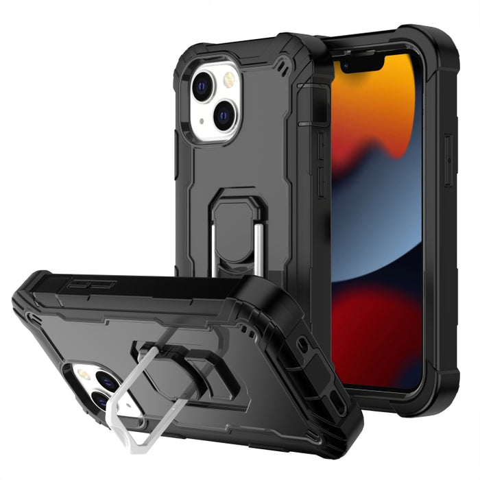 Funda protectora a prueba de golpes de PC + goma de 3 capas con soporte giratorio