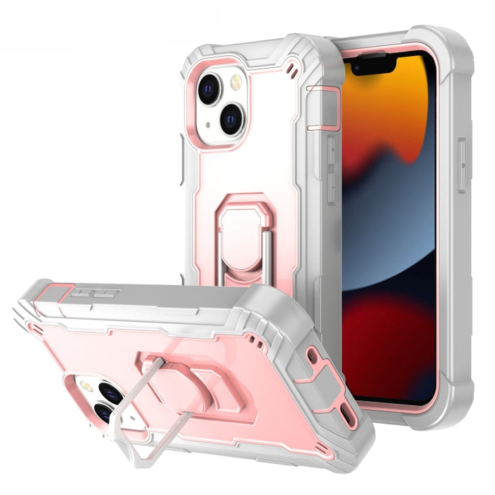 Funda protectora a prueba de golpes de PC + goma de 3 capas con soporte giratorio