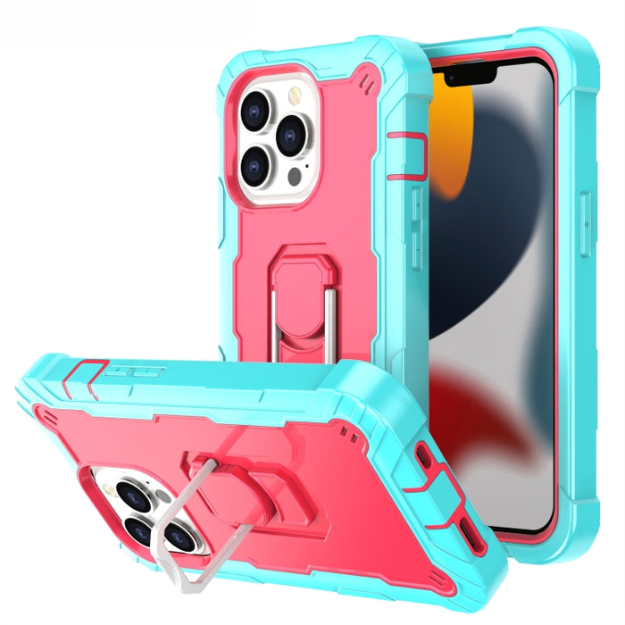 Funda protectora a prueba de golpes de PC + goma de 3 capas con soporte giratorio
