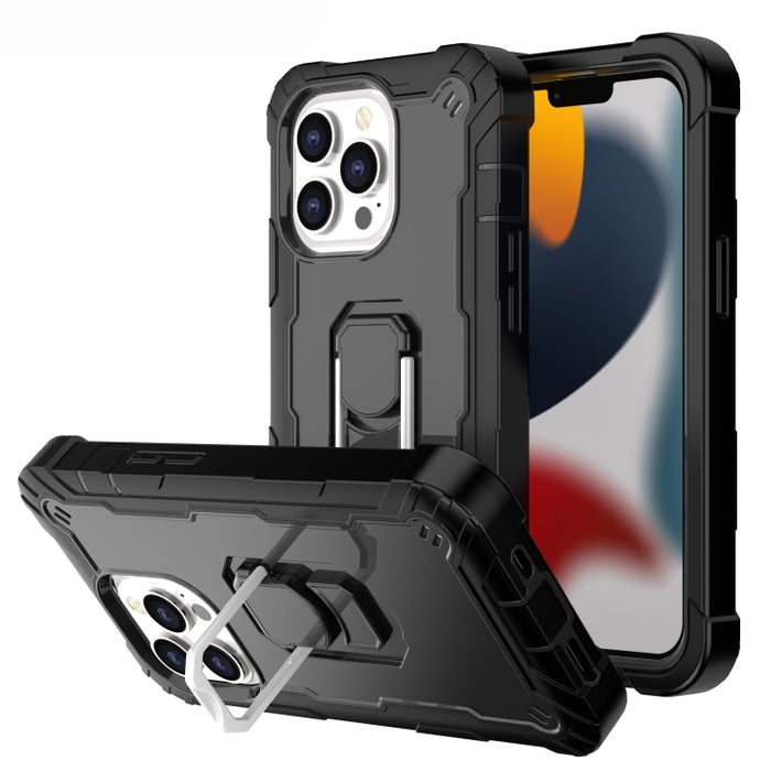 Funda protectora a prueba de golpes de PC + goma de 3 capas con soporte giratorio