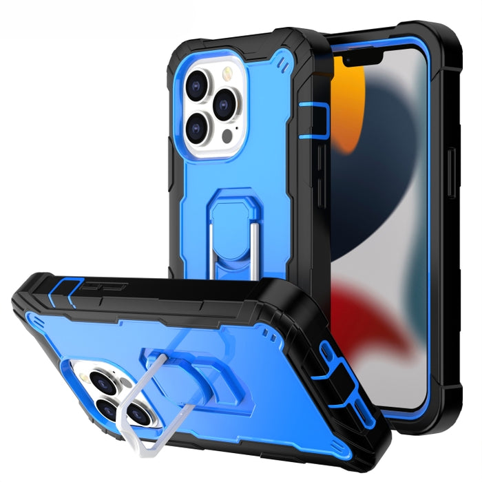 Funda protectora a prueba de golpes de PC + goma de 3 capas con soporte giratorio