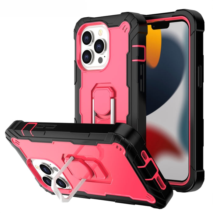Funda protectora a prueba de golpes de PC + goma de 3 capas con soporte giratorio