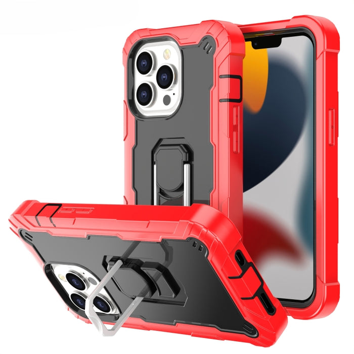 Funda protectora a prueba de golpes de PC + goma de 3 capas con soporte giratorio