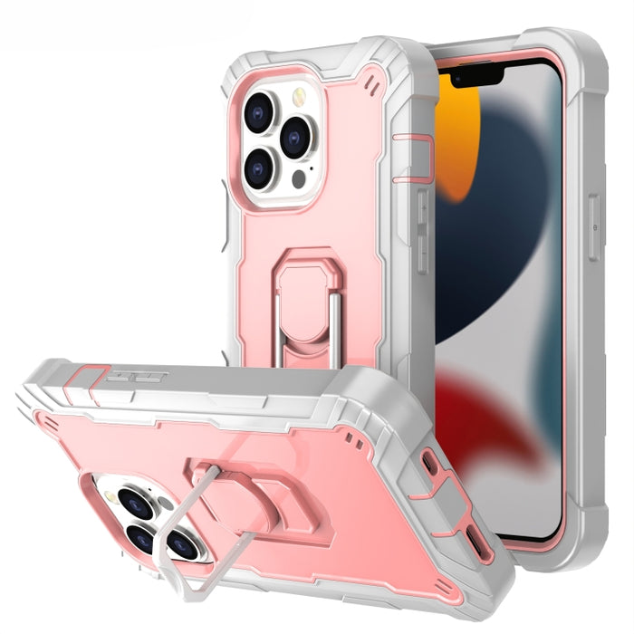 Funda protectora a prueba de golpes de PC + goma de 3 capas con soporte giratorio
