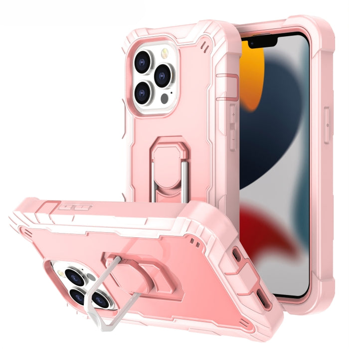 Funda protectora a prueba de golpes de PC + goma de 3 capas con soporte giratorio