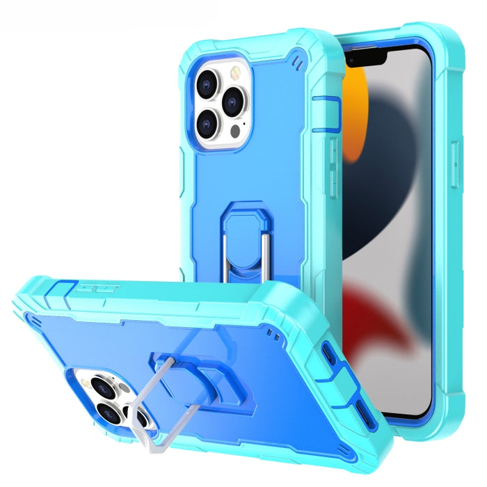 Funda protectora a prueba de golpes de PC + goma de 3 capas con soporte giratorio