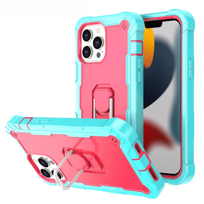 Funda protectora a prueba de golpes de PC + goma de 3 capas con soporte giratorio