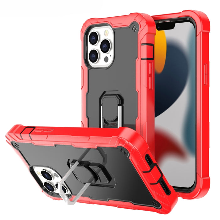 Funda protectora a prueba de golpes de PC + goma de 3 capas con soporte giratorio